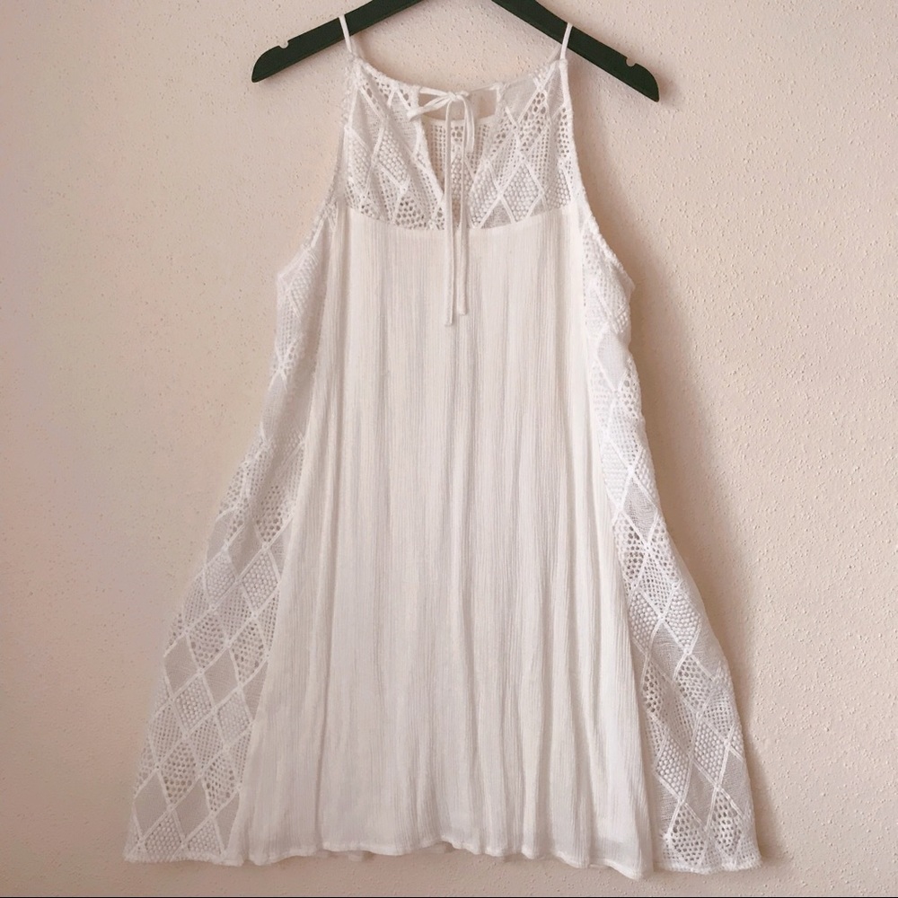 White Lattice Lace Dress